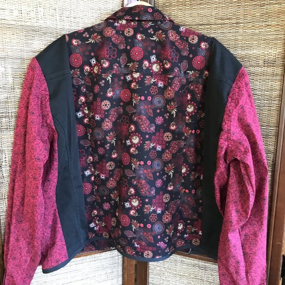 Upcycled Mixed Print Blazer, Size L-XL: Oversized Quirky Button-Down Jacket - Picture 7 of 12